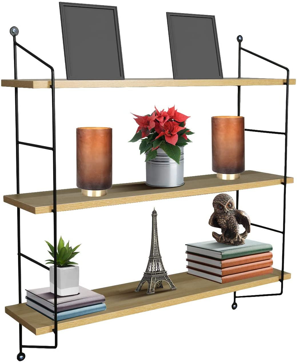 Storage & Decor 2-Tier Wall Mounted Rustic Floating Wall Shelves for Display 
