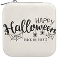 thumbnail image 6 of Travel Jewelry Box Happy Halloween PU Leather Jewelry case Small Portable Jewelry Organizer Box for Rings Earrings Necklaces Bracelets(White) Women Gifts, 6 of 7