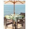 thumbnail image 3 of Outdoor Tablecloths with Umbrella Hole & Zipper, Green Blue Leaves 60x60 Inch Square Tablecloths, Summer Botanical Farmhouse Watercolor Leaf Waterproof Table Cloth, Patio/Pool/Picnic Table Covers, 3 of 8