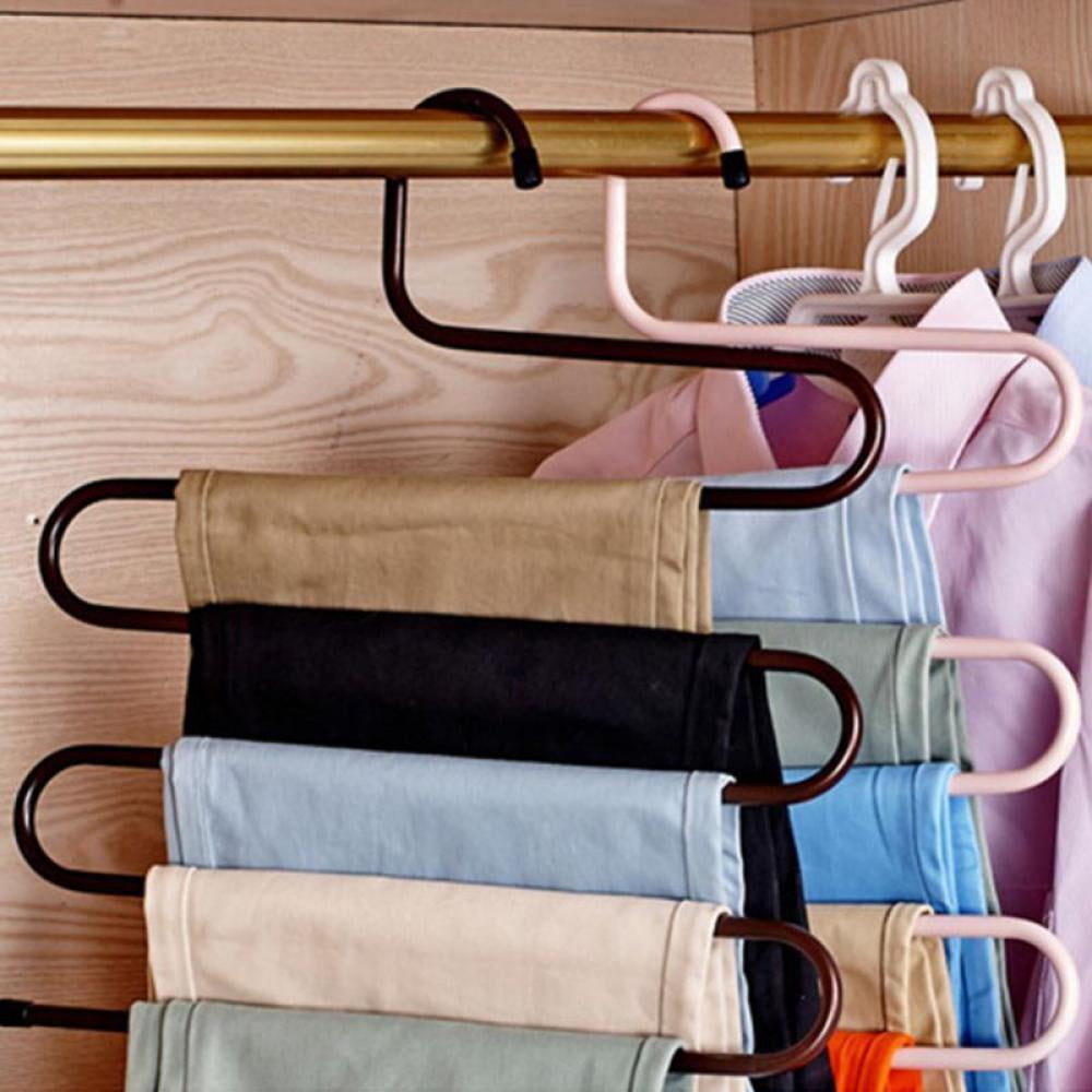 5 layers Stainless Steel Clothes Hangers S Shape Pants Storage Hanger Rack Cloth 