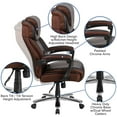 thumbnail image 6 of BizChair Big & Tall 500 lb. Rated Brown LeatherSoft Executive Swivel Ergonomic Office Chair with Adjustable Headrest, 6 of 12