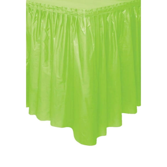 Plastic Table Skirt, 14 ft, Lime Green, 1ct