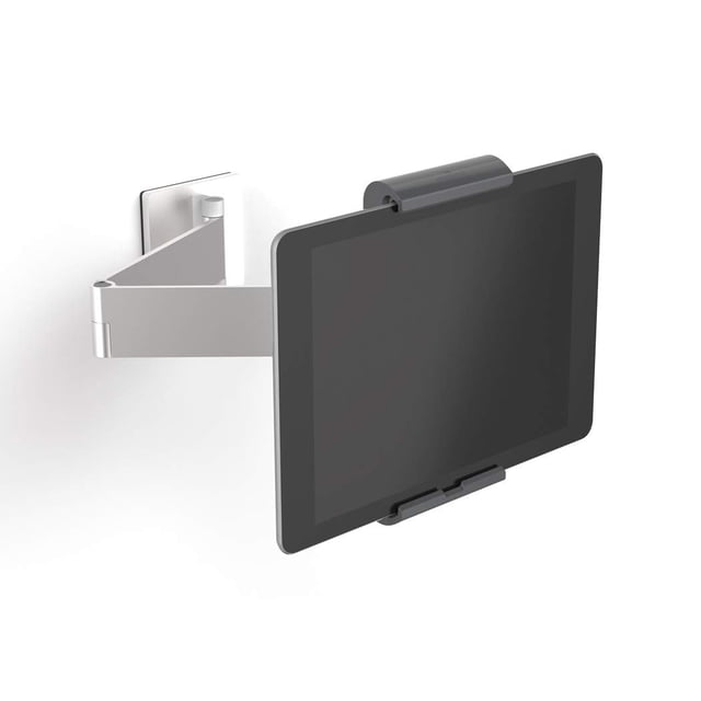 Durable Tablet Holder Wall Mount (Swivel Arm, Extends 14.4 Inches, 360 Degree Rotation with Anti-Theft Device) Silver/Charcoal (893423)