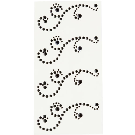 Recollections Black Swirl Flourish Adhesive Rhinestones, 12 Packs: 4 ct. (48 total)
