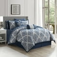 thumbnail image 2 of Lanco Blue Comforter Set Queen Size , Clip Jacquard Bedding Set , 10 Piece , Damask All Season Comforter, 2 of 7
