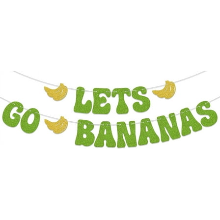 Green & Gold Let's Go Bananas Banner, Fruit Banana Party Decorations, In Banana Years You're Bread Birthday Party Supplies, Banana Baby Shower Gender Reveal Party Decor Sign