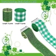thumbnail image 2 of 2 rollos de 6 yardas de cinta verde de poliéster para el Día de San Patricio, ideal para envolver regalos. Cinta verde con alambre. Cinta a cuadros verde y blanca estilo búfalo., 2 of 7