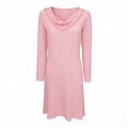 thumbnail image 4 of Eyelets Dresses for Women - Cowl Neck Loose Crewneck Long Sleeve Casual Summer Hollowed Out Keyhole Tunic Mini Dress, 4 of 6