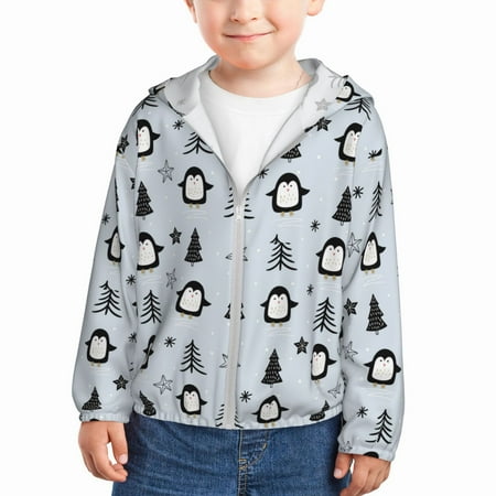 

Sun Hoodie for Kids penguin tree star Long Sleeve Swim Fishing Shirts Sun Protection Zip Up Jacket Clothing Athletic Hoodie
