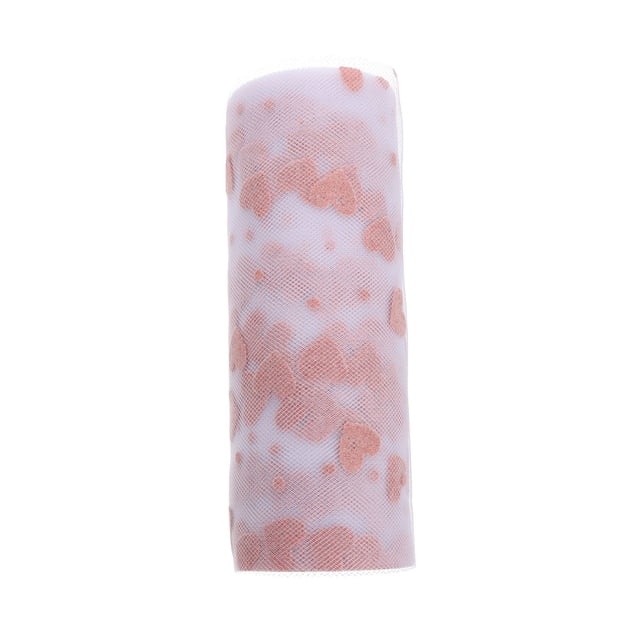 Miangastore Valentines Day Ribbon Heart Pattern Tulle Roll Polyester DIY Ribbon Women Pink 1Pcs