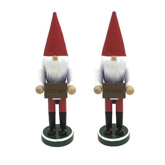 Santa's Workshop Indoor Home Christmas Decorative 12" Welcome/Go Away Gnome Nutcracker