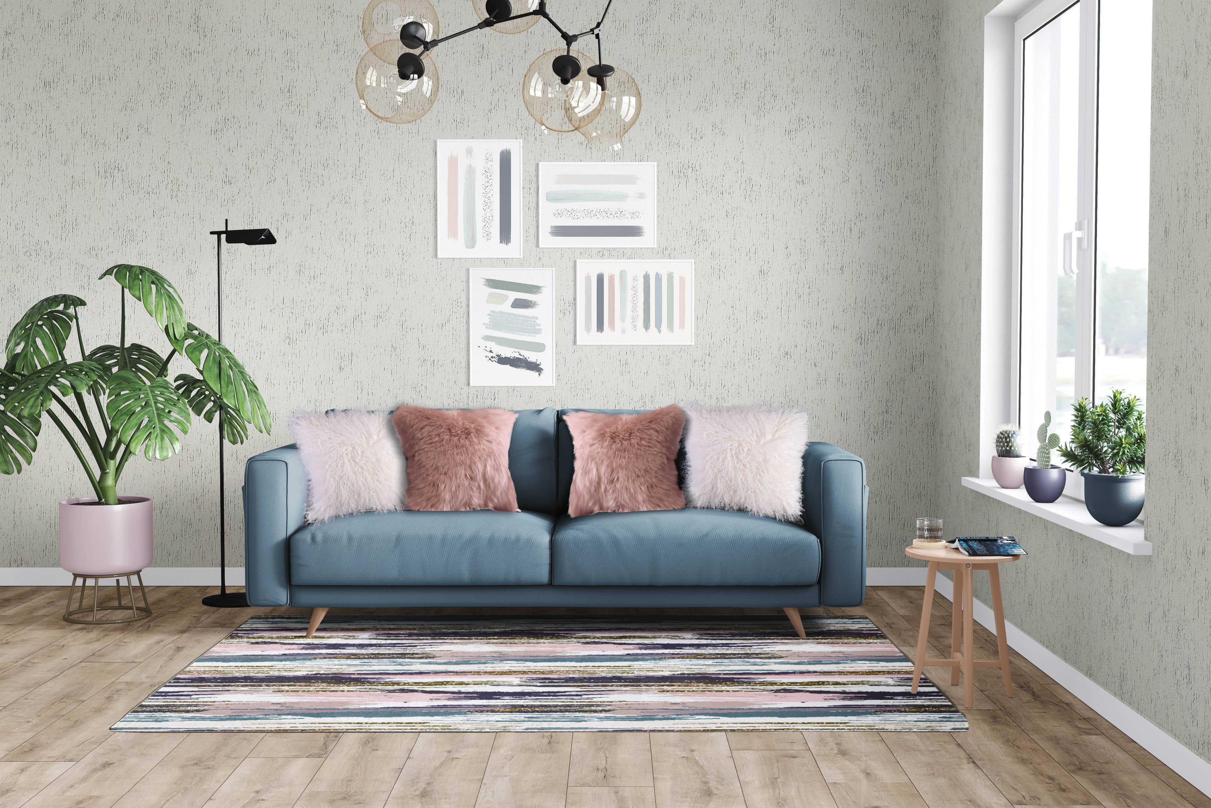 Deerlux Modern Living Room Area Rug with Nonslip Backing, Abstract