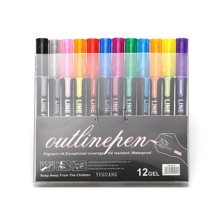 8/12 Pcs Marker Pen for Highlight, New Glitter Gel Pens Double