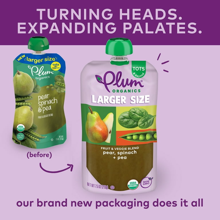 Plum Organics Tots Beyond Organic Toddler Food, Pear, Spinach