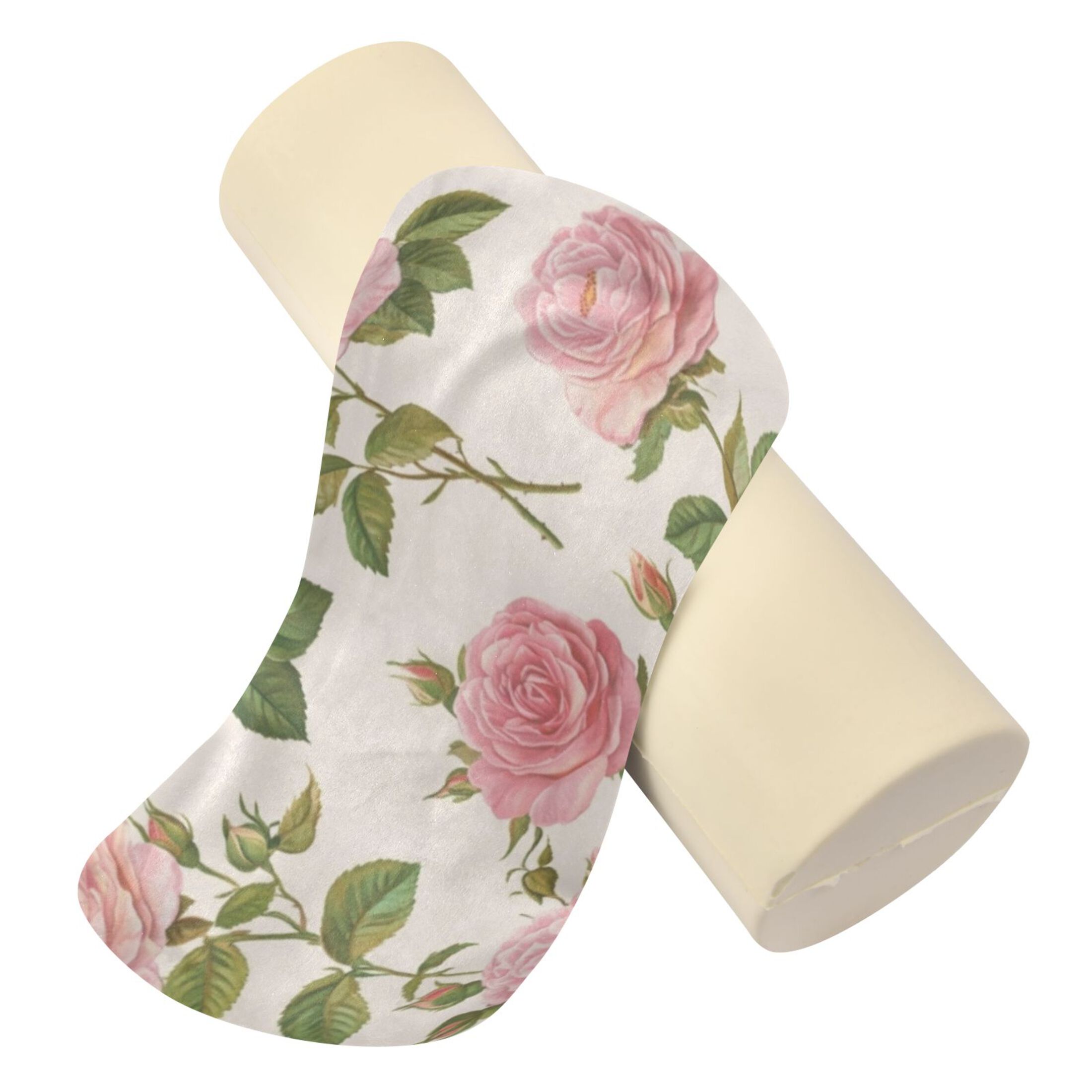Neck pillow Round Cervical Pillow Cylindrical Pillow Lumbar Pillow Sofa Headrest Pillow Support For the Back, Neck and Head Pretty Rose