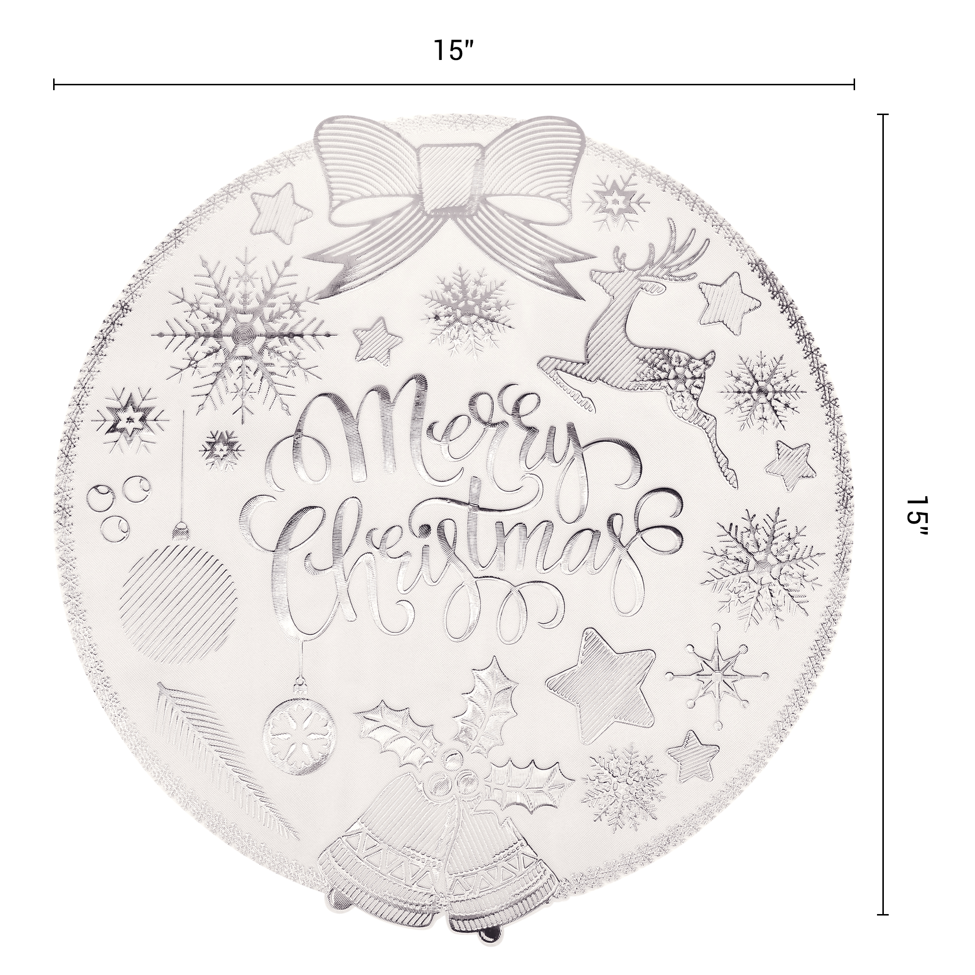 Unique Bargains Set of 6 Washable Kitchen Table Placemats for Holiday Dining Silver
