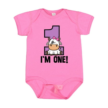 

Inktastic 1st Birthday Cow Farm Party Girls 1 Year Old Gift Baby Girl Bodysuit