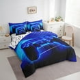 thumbnail image 3 of Erosebridal Gamepad Bedding Sets Twin Size,Madern Video Games Comforter Sets with Sheets,Blue Geometric Honeycomb Bed in a Bag Twin Size,Lightweight Room Decor Reversible,7-Piece, 3 of 6