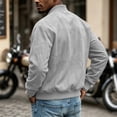 thumbnail image 4 of Rexolia Mens Cotton Jacket Lightweight Full Zip Windproof Stand Collar with Pockets Outdoor Hiking Fall Light Gray S, 4 of 7
