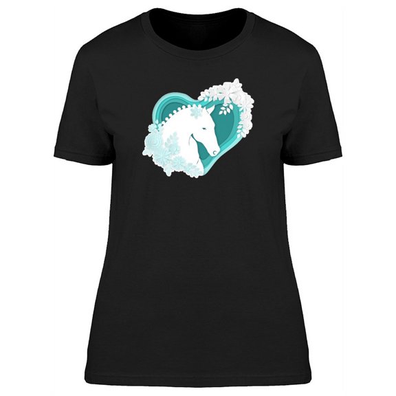 White Unicorn Green Heart T-Shirt Women -Image by Shutterstock, Female x-Large