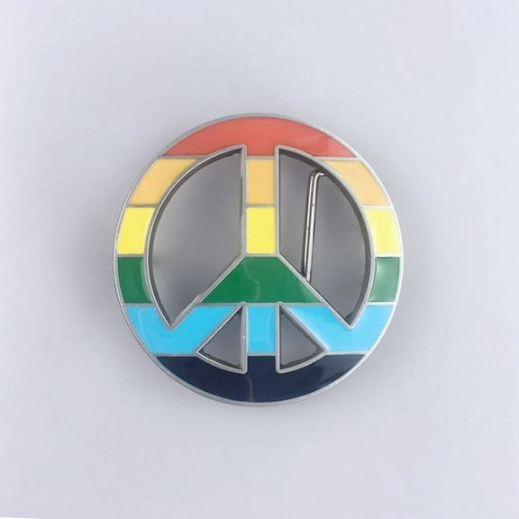 Vintage Style Peace Sign Rainbow Flag Belt Buckle Boucle de Ceinture