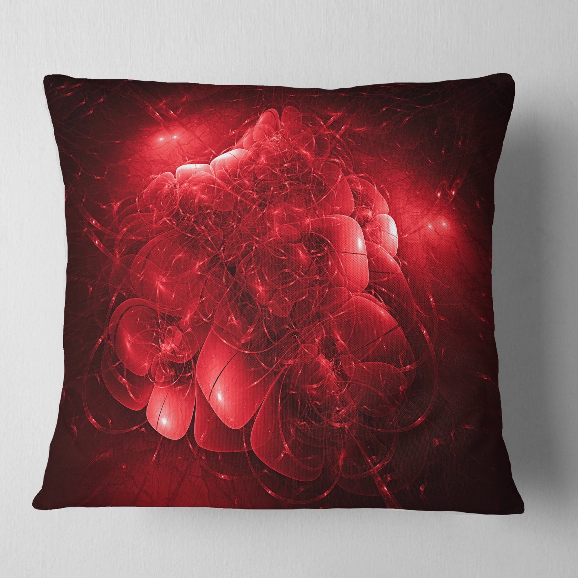 Designart Alien Mystical Flower Red - Floral Throw Pillow - 18x18