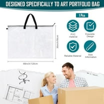 LOLIPPYY Clear Plastic Poster Storage Bag with Zipper and Handle, Art File Folder Organizer for Paintings, Drawings, Bulletin Board Accessories