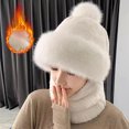 thumbnail image 3 of Conjunto de gorro y bufanda con capucha para mujer, gorros de cuello de felpa, gorros cálidos de Rusia, gorro a prueba de viento de esquí al aire libre., 3 of 5