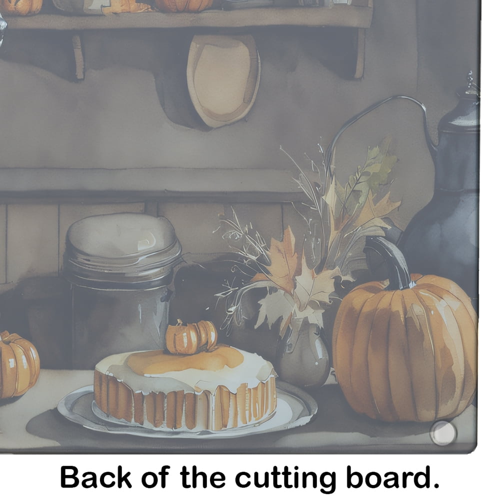 Australian Shepherd Fall Kitchen Pumpkins Glass Cutting Board Large 12 in x 15 in