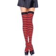 thumbnail image 1 of Medias Leg Avenue de Nylon a Rayas Negro y Rojo Talla Única, 1 of 3
