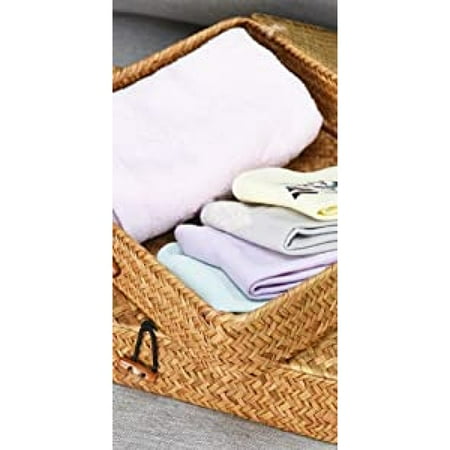Rattan Storage Basket- Handwoven Wicker basket With Lid (small