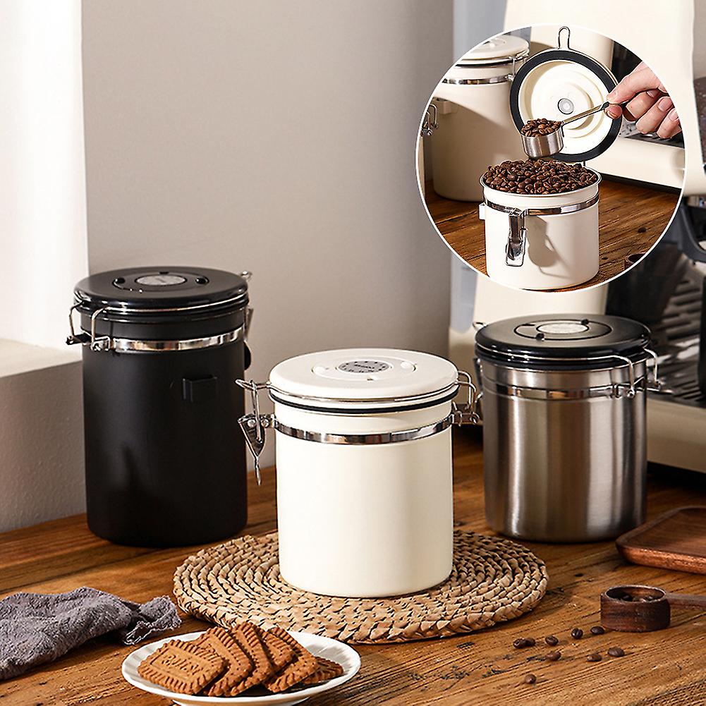 Airtight Coffee Storage Container Multifunctional Food Storage Container for Fresh-Coffee Bean 1.8L Silver
