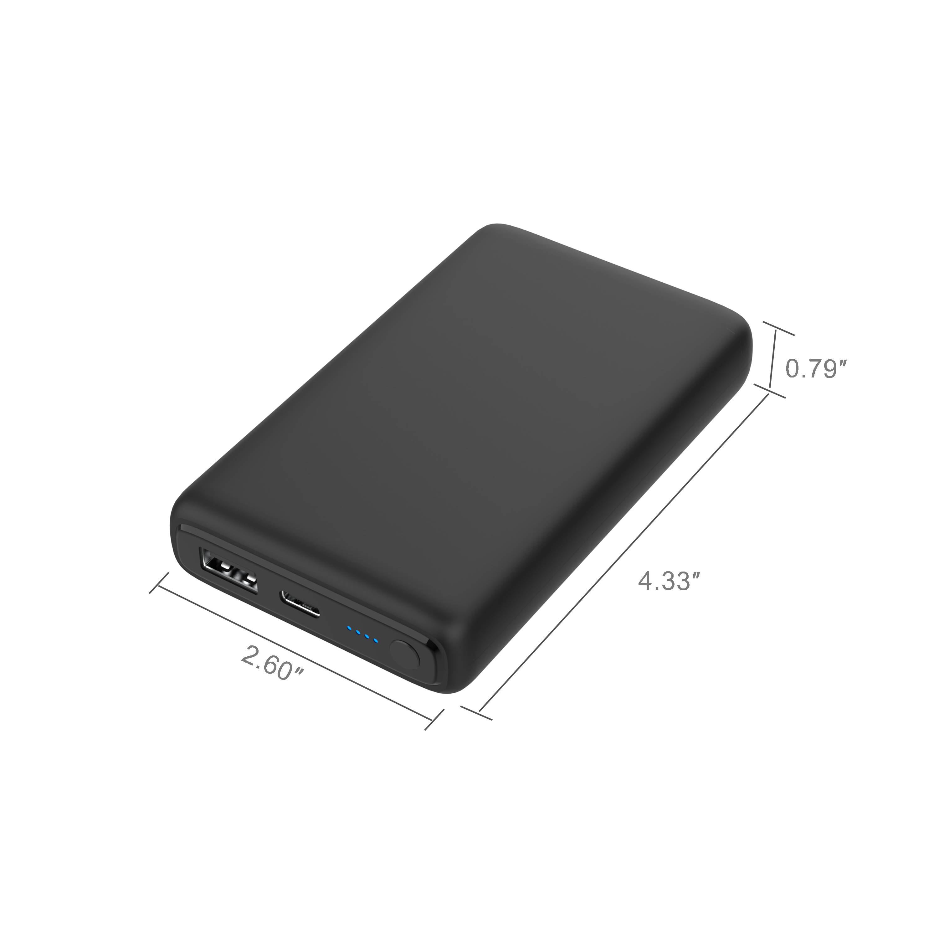 Batería portátil onn de 10,000 mAh con puertos duales USB-C/USB-A, negro 4