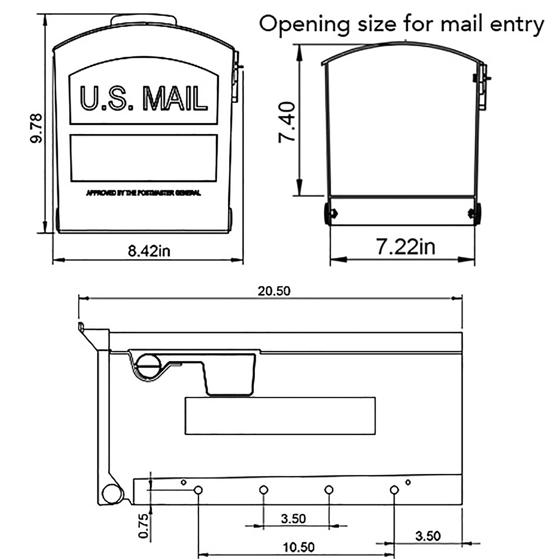 Gibraltar Mailboxes Patriot Medium, Plastic, Post-Mount Mailbox, Black, GMB505B01