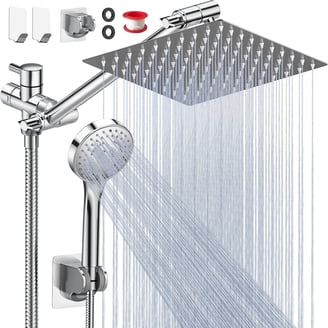 VEVOR Shower Panel Tower System With Rainfall Shower Head, 49 In Brushed Stainless Steel Shower Column 4 Function Faucet Black