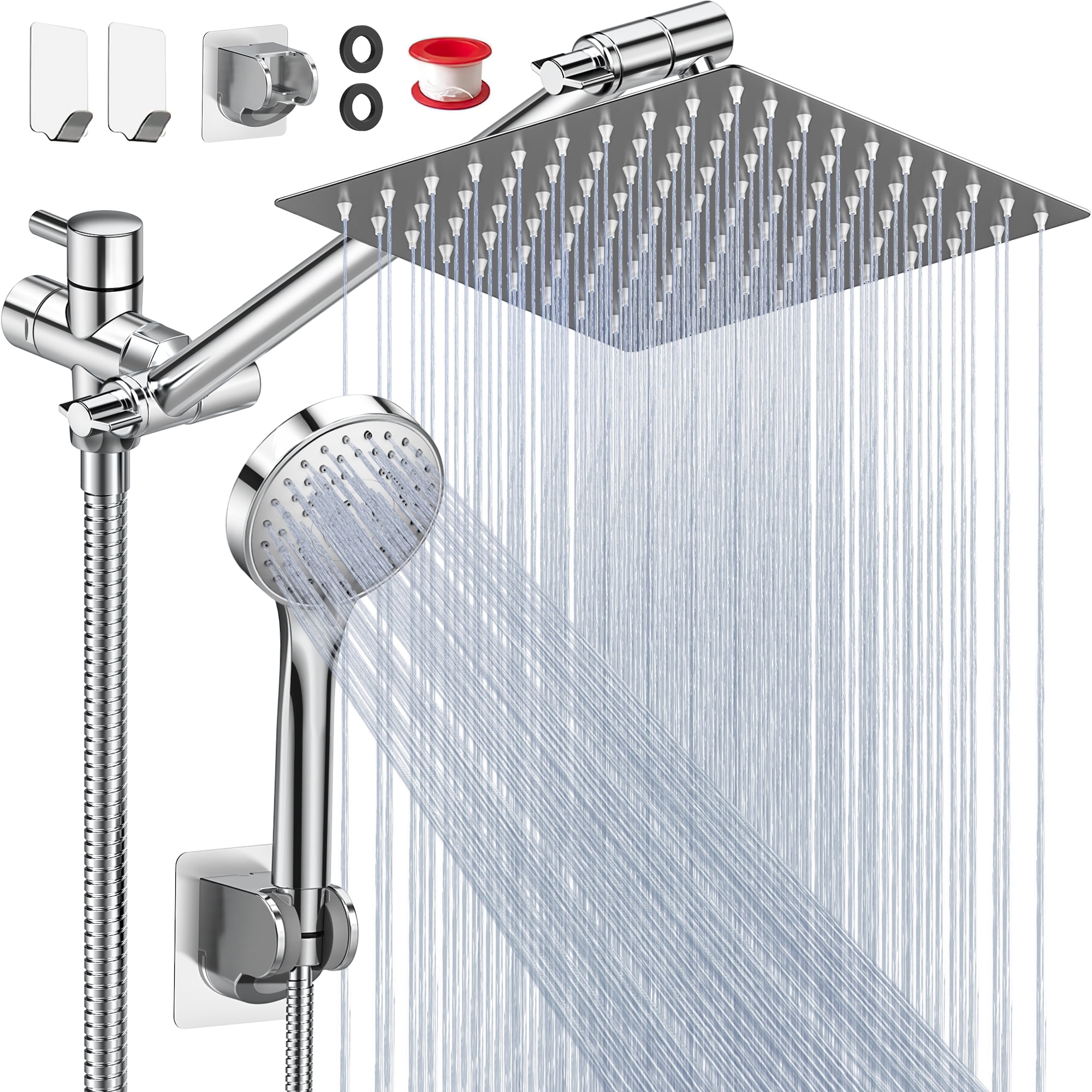 Cshidworld Dual Shower Head Combo with 8-Inch Rainfall Head