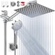 thumbnail image 1 of Cshidworld Combo de Cabezal de Regadera Dual, Cabezal de Regadera de Lluvia de Alta Presión de 8" con Brazo de Extensión Ajustable de 11", Cabezal de Regadera de Mano con 5 Configuraciones, Manguera, 1 of 10
