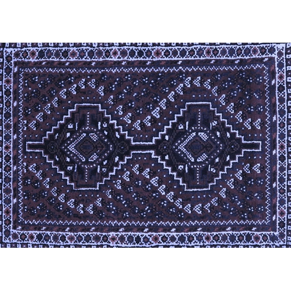 Ahgly Company Machine Washable Indoor Rectangle Persian Blue Traditional Area Rugs, 5' x 7'