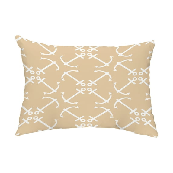 Simply Daisy, 14" x 20" Anchor's Up Taupe Decorative Nautical Outdoor Pillow