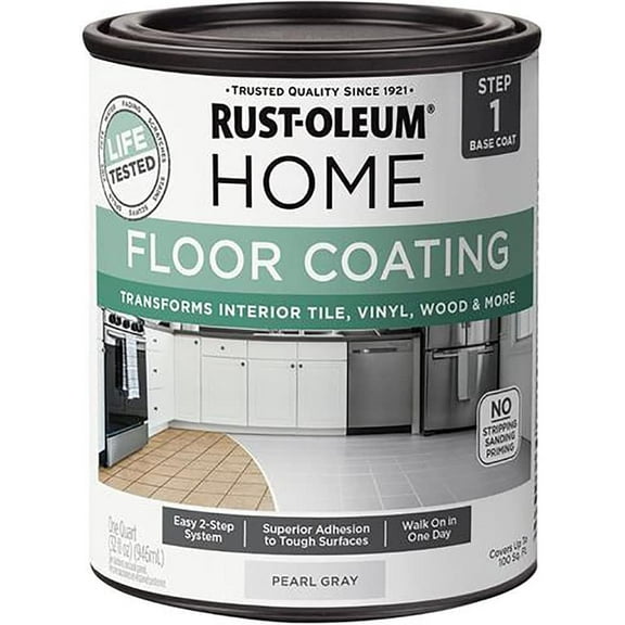 Rust-Oleum HOME Floor Coating, Pearl Gray, Matte, Quart - 358874