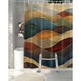 thumbnail image 3 of Split Shower Curtain for Transfer Bench, Vintage Green Blue Fabric Shower Curtains for Bathroom, Farmhouse Retro Art Tub Sliding Transfer Bench Waterproof Bath Curtains 72"x78", 3 of 9