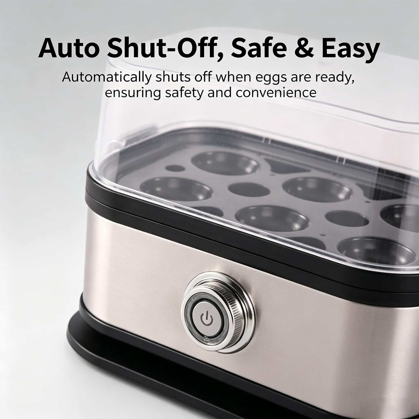 Multifunctional Egg Steamer with Clear Lid, Electric Egg Cooker 6 Egg Capacity Auto Shutoff, Kitchen Egg Steaming Pot, Compact Household Egg Steaming Pot for Soft Medium Hard Boiled Eggs