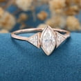 thumbnail image 3 of SOLITAIRE JEWELS 0.90CT Marquise and Trillion Shaped Moissanite Bezel 3 Stones Engagement Ring for Women Solid 14k Rose Gold, 14k Rose Gold Solitaire Ring, 3 of 5