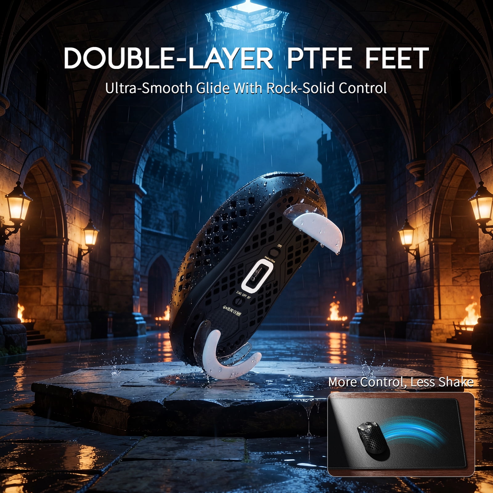 MAMBASNAKE M2 Wireless Gaming Mouse, 41g Carbon Fiber, PAW3395PRO, 40000 DPI, Tri-Mode BT/2.4G/USB-C, for PC/Mac, Black