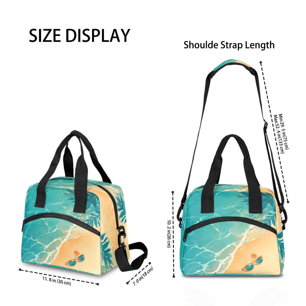 Herdesigns Ocean Insulated Lunch Bag for Women Men Adults Large Reusable Lunch Box Tropical Island Coastal Leakproof Cooler Tote Bags with Adjustable Shoulder Strap