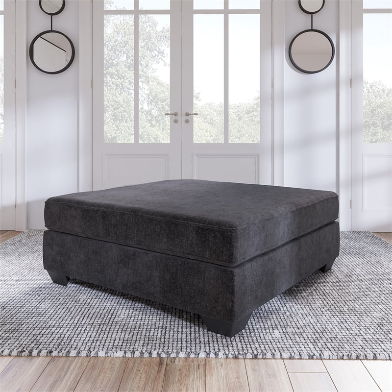 Signature Design by Ashley Lavernett Oversized Fabric Accent Ottoman in Charcoal