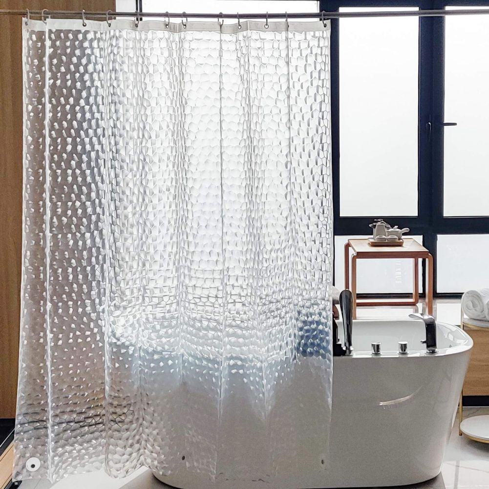 Zen River Stone Spa Bathroom Waterproof Fabric Shower Curtain Hooks Set 60/72" 