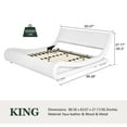 thumbnail image 6 of Amolife King Size Platform Bed Frame with Curved Adjustable Headboard, Faux Leather, White, 6 of 6