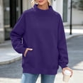 thumbnail image 4 of Horkkom Mock Neck Sweatshirt Trendy Casual Long Sleeve Tops Solid Color Fall Winter Sweatshirts with Pockets M, 4 of 8