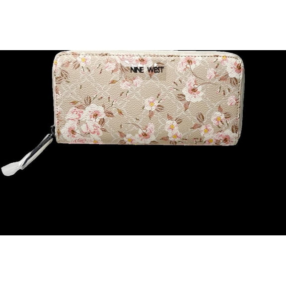 Nine West Women's Norah Slg Large Zip Around, Milk Logo Floral